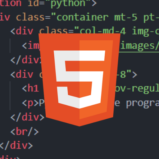 A picture of my HTML code with the HTML symbol on top.